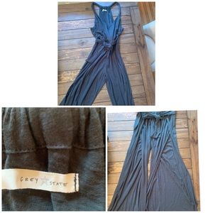 Grey State Jumpsuit / Slit Leg Detail